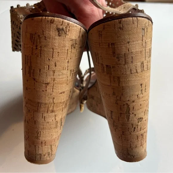 Tory Burch Daisy Floral Perforated Leather Wedge Sandal - Picture 2 of 8